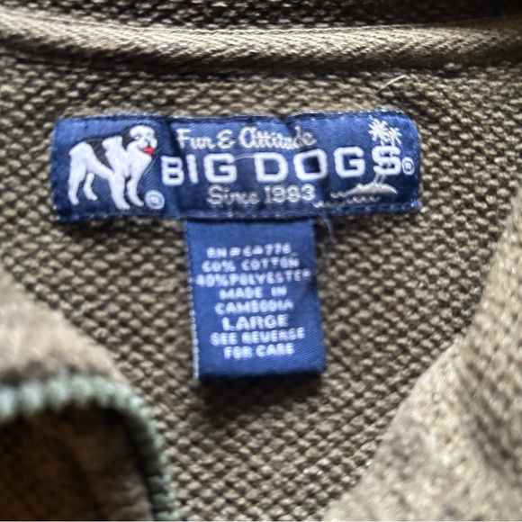 Big Dogs Vintage 1/4 Quarter Zip Pullover Sweater Men's Medium Size Green 90s - Picture 3 of 6